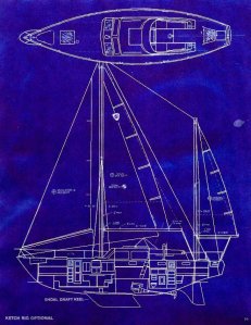 Columbia 45 Shoal Draft Ketch and Deck Diagram