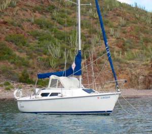 Catalina 22 Mark II, Hinged Pop-top Raised, Optional Cover Installed