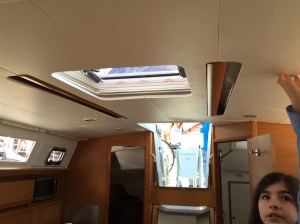 Jeanneau Sun Odyssey 389 Main Salon, Hand Holds Within Reach of Shorter Crew