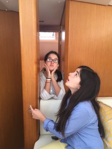 Jeanneau Sun Odyssey 44DS Main Salon, Testing Light Fixtures